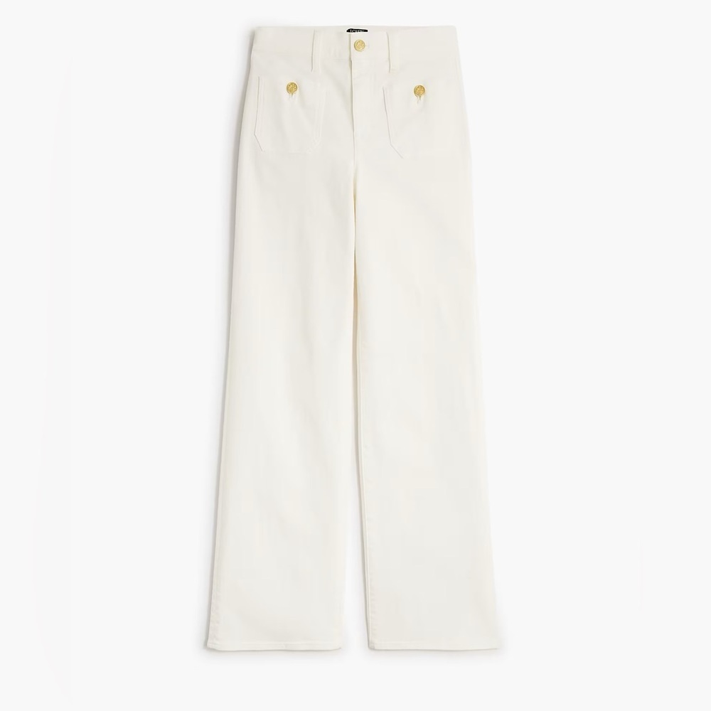 NWT J Crew Factory Slim wide-leg sailor jean in all-day stretch Seashell White